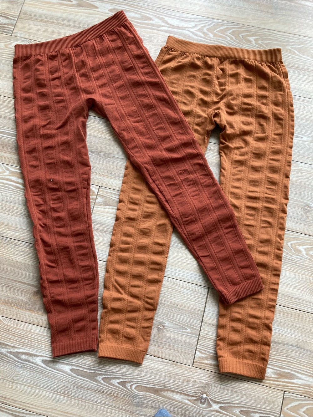 2 Knit Leggings in Rust and Mustard - Women's Relaxed Stretch Leggings S/M